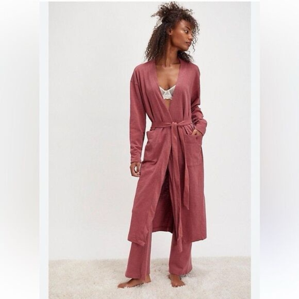 FREE PEOPLE BEACH | L | Intimately Babe I'm Yours Maxi Cardi Robe Dried Current - Picture 2 of 10